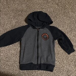 Harley-Davidson Kids Hoodie in Black and Gray with Orange Logo